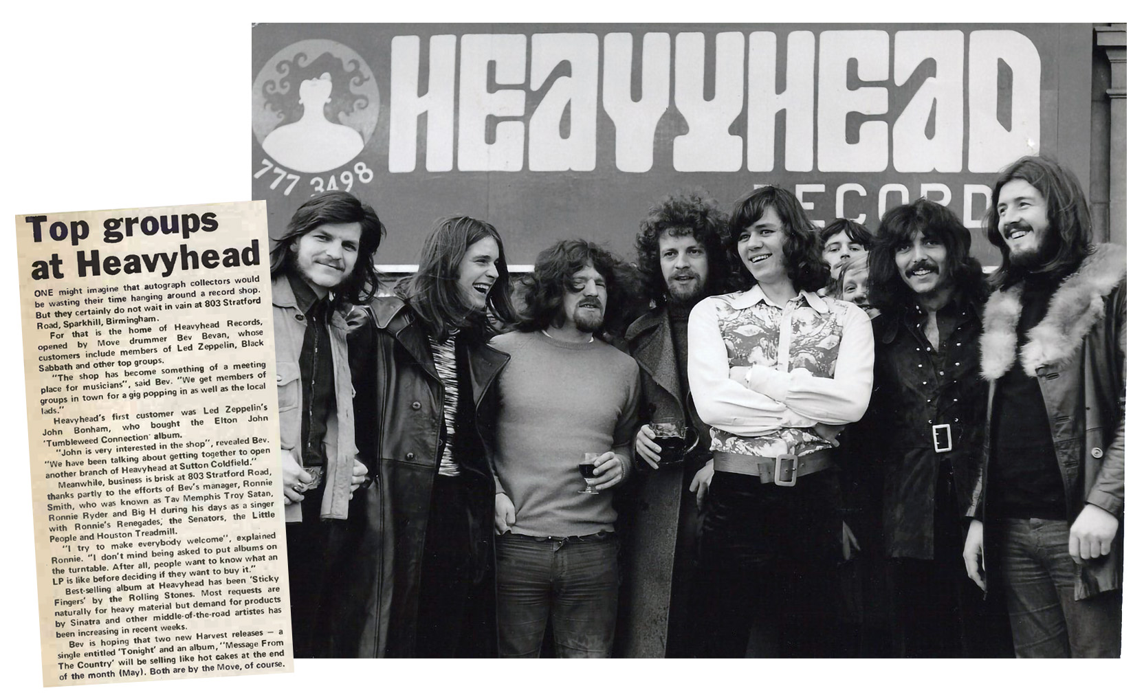 Heavyhead Record Store 1971 (w/ John Bonham, Ozzy, Tony Iommy, Bev Bevan)