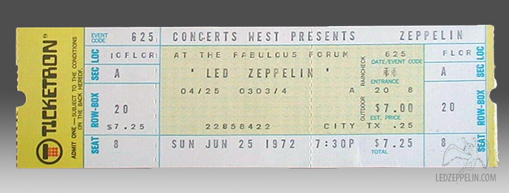 Los Angeles Forum 1972 (Unused Ticket)