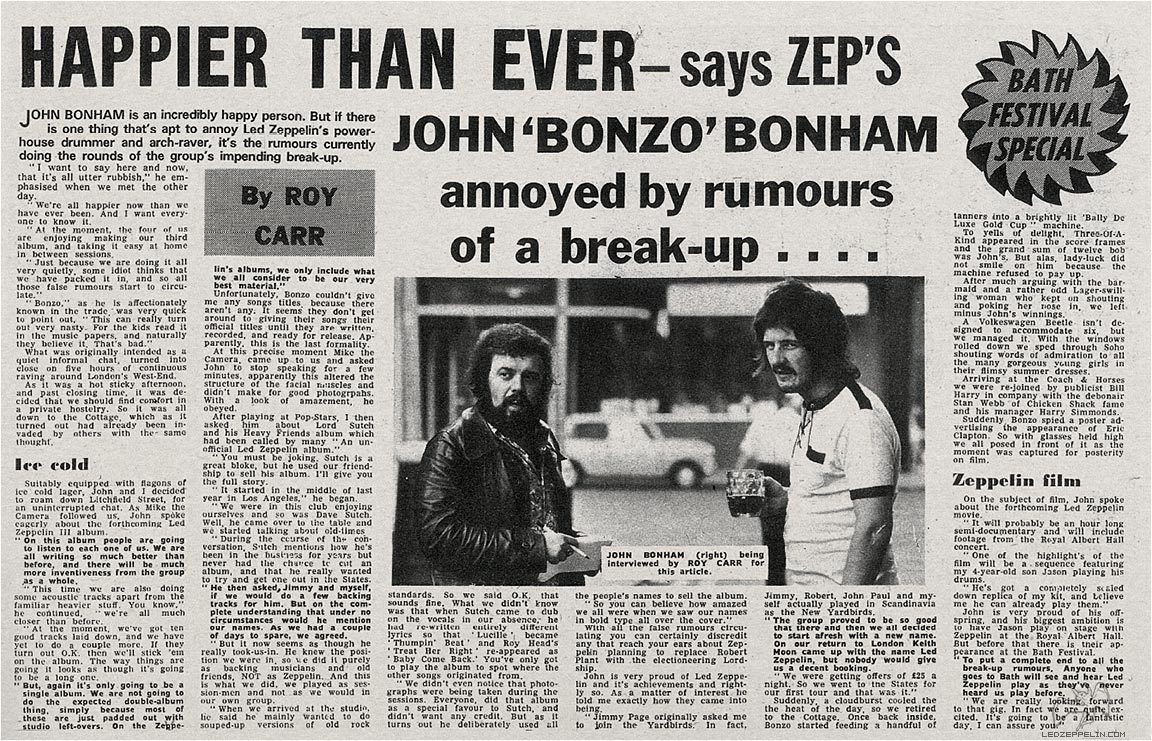 John Bonham interview (NME 6-70)