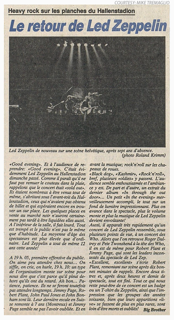 Zurich 1980 Review (Le Retour De Led Zeppelin)