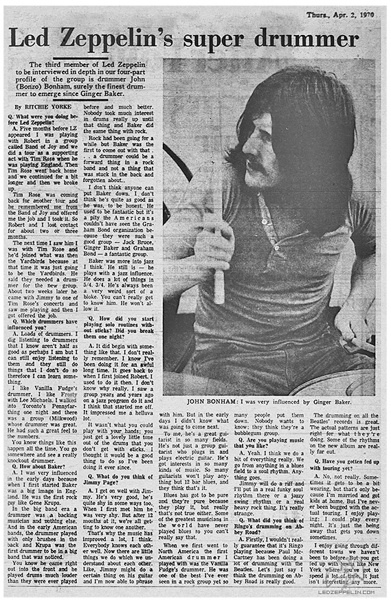 John Bonham interview (April 1970)