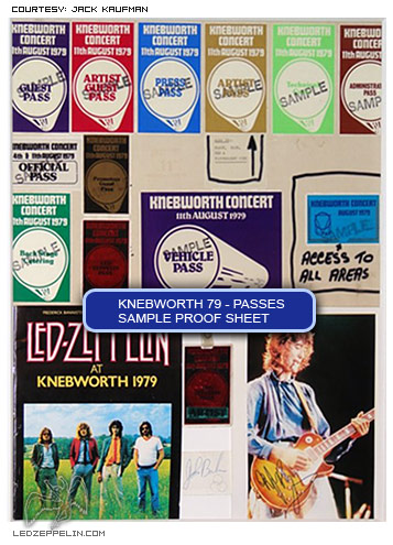 Knebworth 1979 Passes - Proof Sheet