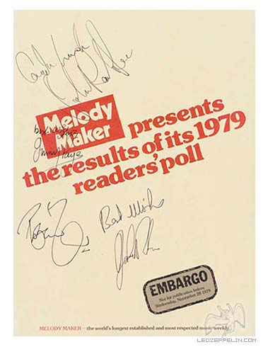 Melody Maker Awards 1979 - autographed
