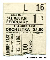 Fillmore East '69 ticket