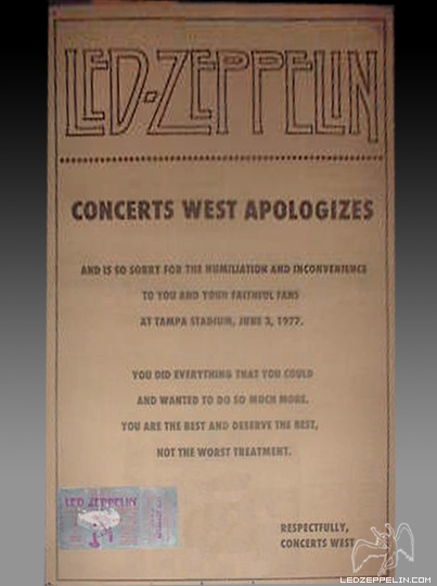 Tampa 1977 - Concerts West statement