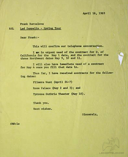 Promoter letter - April 1969