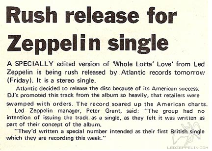 WLL Single Released (UK) Dec. 1969