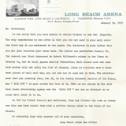 Long Beach 1975 'Sold Out' letter