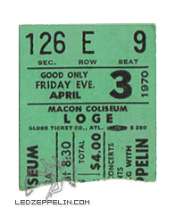 Macon, Georgia 4-3-70 Ticket