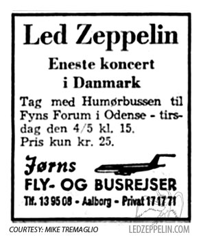 bekræft venligst Mig selv telegram Odense 5-4-71 (ad) | Led Zeppelin