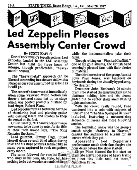 LSU Assembly Center - May 19, 1977 / Baton Rouge | Led Zeppelin