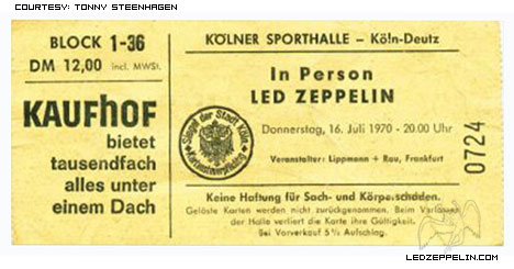 Cologne 7.16.70 ticket