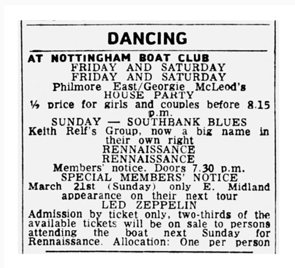 Nottingham Boat Club (1971) Listing / Ad