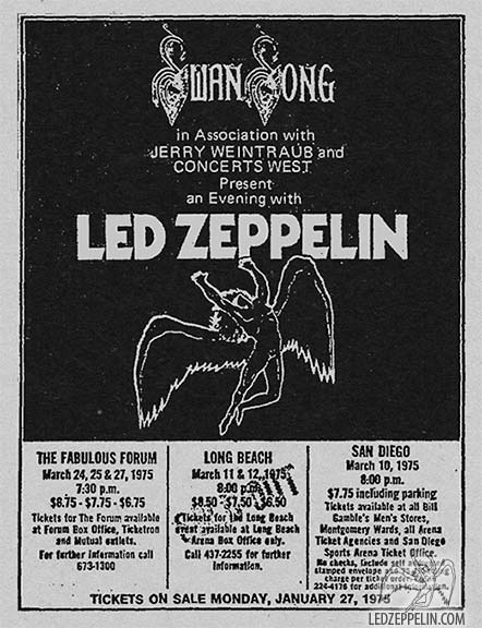 led zeppelin american tour dates