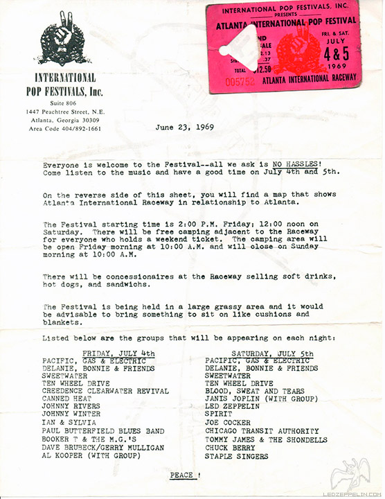 Atlanta Pop Festival 1969 - Press release