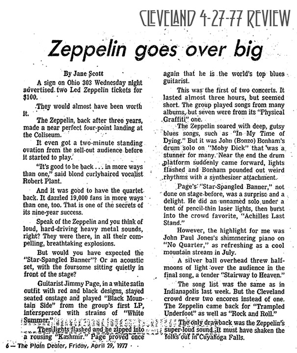 Cleveland 4-27-77 review