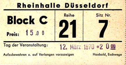 Dusseldorf '70 ticket