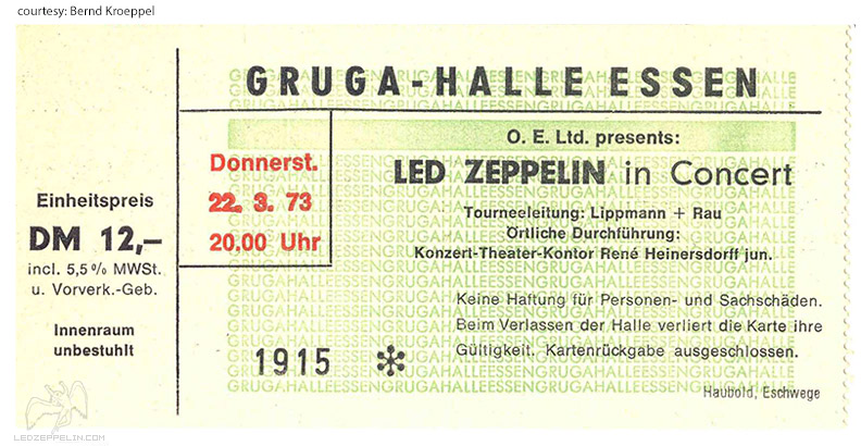 Essen 3.22.73 ticket