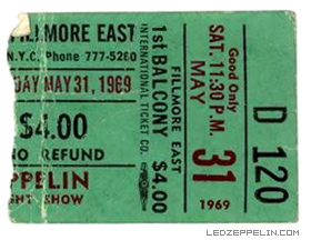 Fillmore East 5-31-69 ticket (11:30pm)