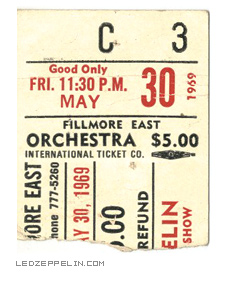 Fillmore East 5-30-69 ticket (11:30pm)
