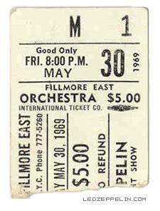 Fillmore East 5-30-69 ticket (8pm)
