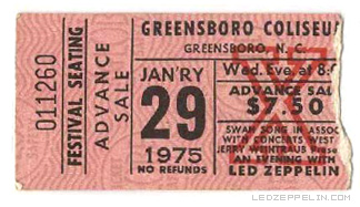 Greeensboro '75 ticket
