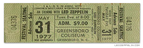 Greensboro '77 ticket