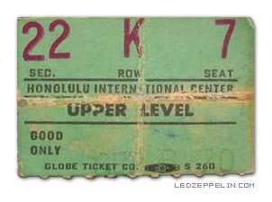 Honolulu '70 ticket