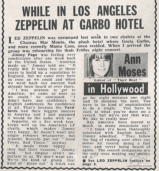 Zeppelin At Garbo Hotel - LA 5-3-69 (NME)