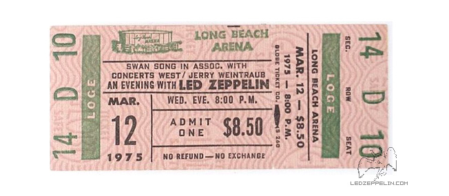 Long Beach 3.12.75 ticket