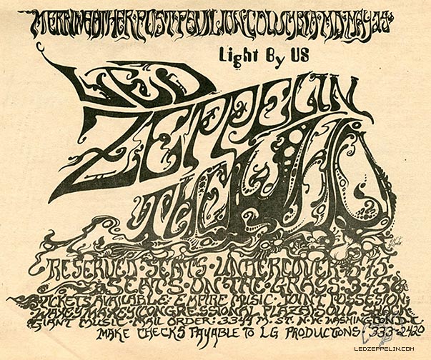 Merriweather Pavillion 5.25.69 (Led Zep & The Who) handbill