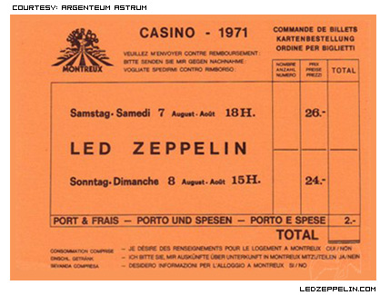 Montreux '71 ticket order form
