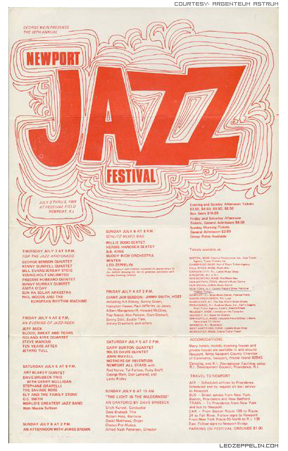 Newport Jazz Fest '69 flyer