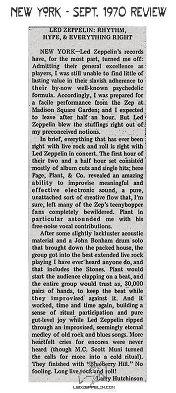 New York 1970 (MSG) review