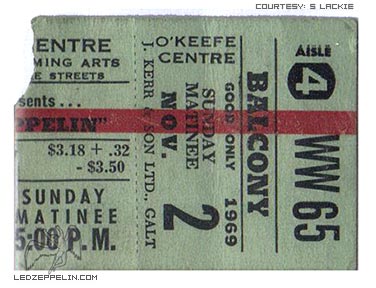 Toronto (O'Keefe Centre) 1969 Ticket