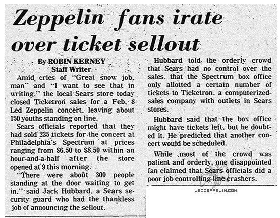 Philadelphia 1975 (Tickets sold out) press