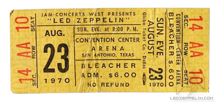 San Antonio 1970 ticket (cancelled)