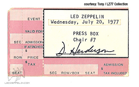 Tempe 1977 Press Box ticket