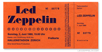 Zurich '80 ticket