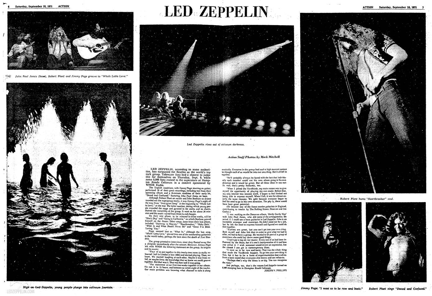 Hampton 1971 'Action' Review - 'Led Zeppelin Rises Out Of Coliseum Darkness'