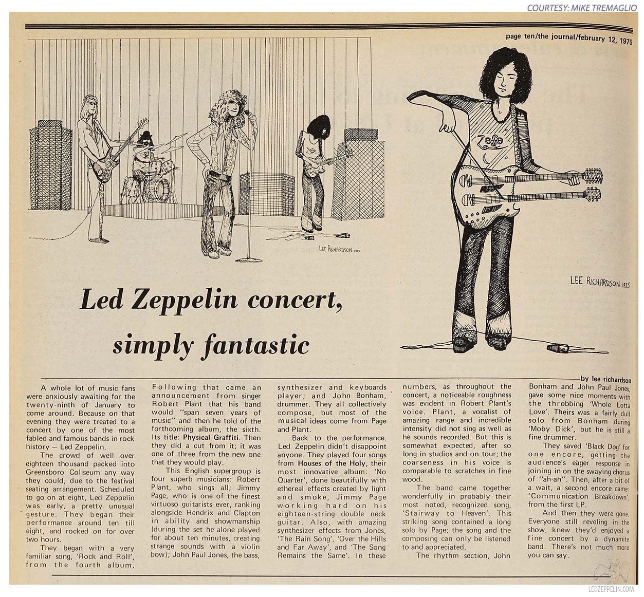 Greensboro 1975 review (LZ Concert Simply Fantastic)