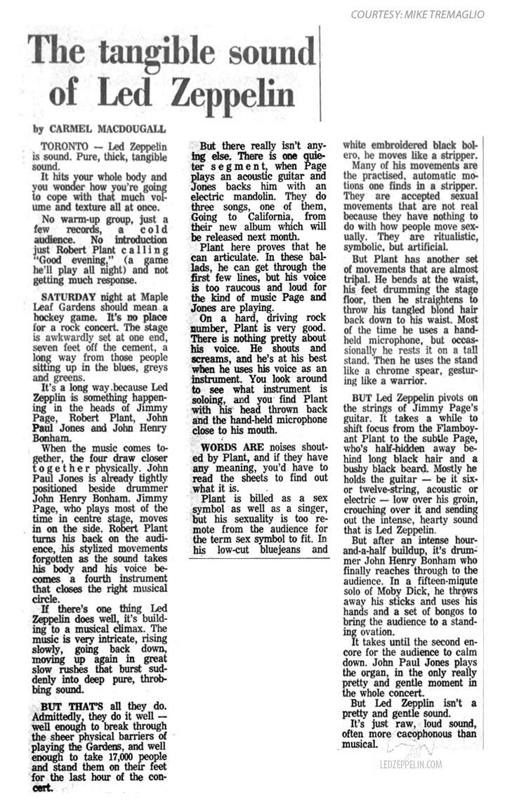 Toronto (MLG) 1971 Review (Tangible Sound of Led Zeppelin)