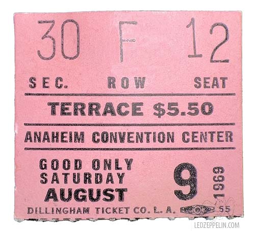 Anaheim (August 8, 1969) ticket stub