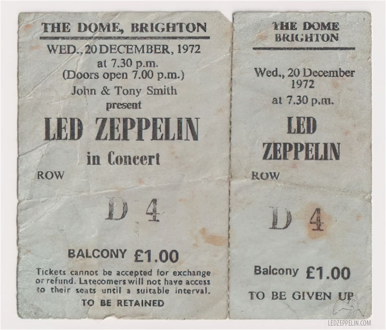 Brighton 1972 (unused ticket)