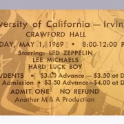 Irvine, CA - May, 1, 1969 Ticket (Crawford Hall)