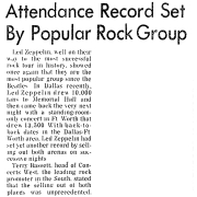 Dallas / Ft Worth 1973 Attendance Record Set