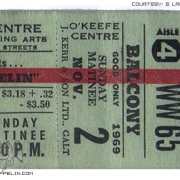 Toronto (O'Keefe Centre) 1969 Ticket